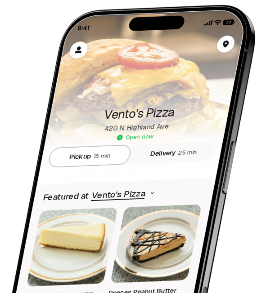 Vento's Pizza app preview